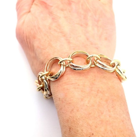Authentic! Cartier Trinity 18k Multi Color Gold Round Wide Link Bracelet - Picture 9 of 12
